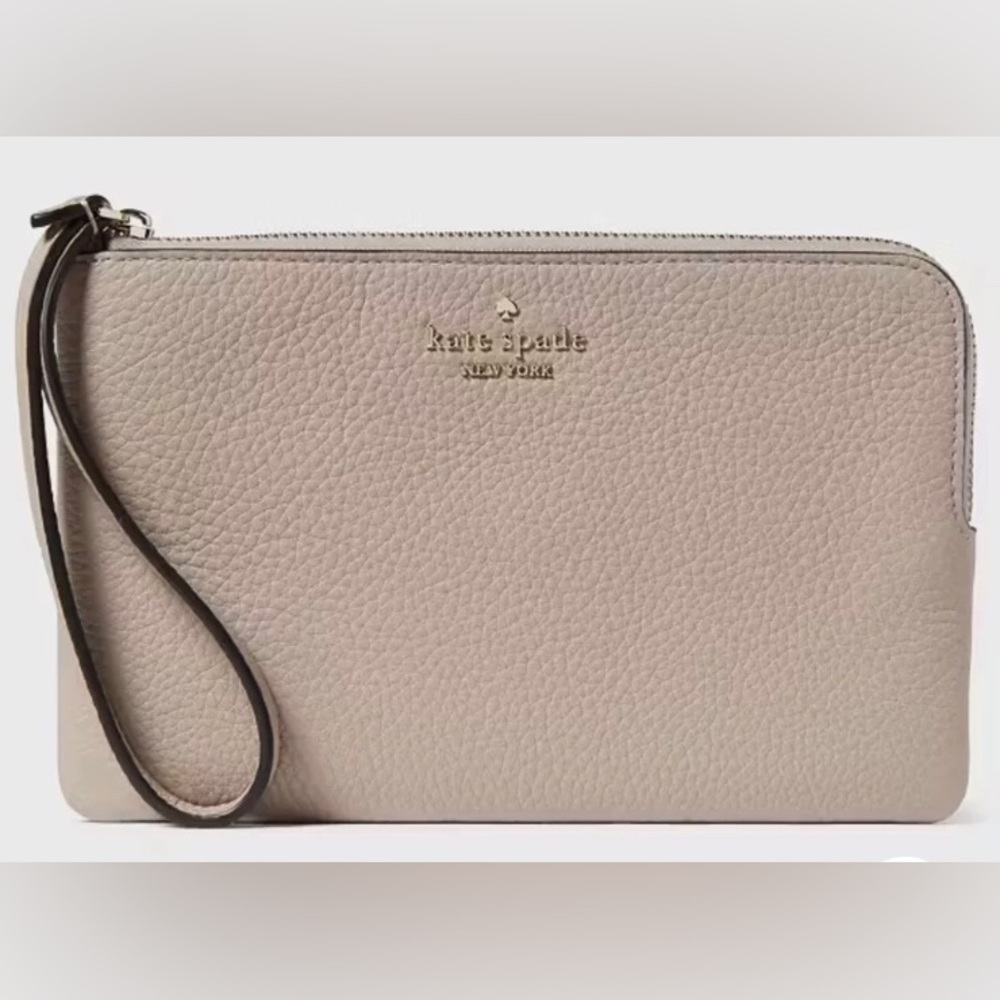 NWT! Kate Spade's Leila Medium L-Zip Wristlet. Color warm beige.